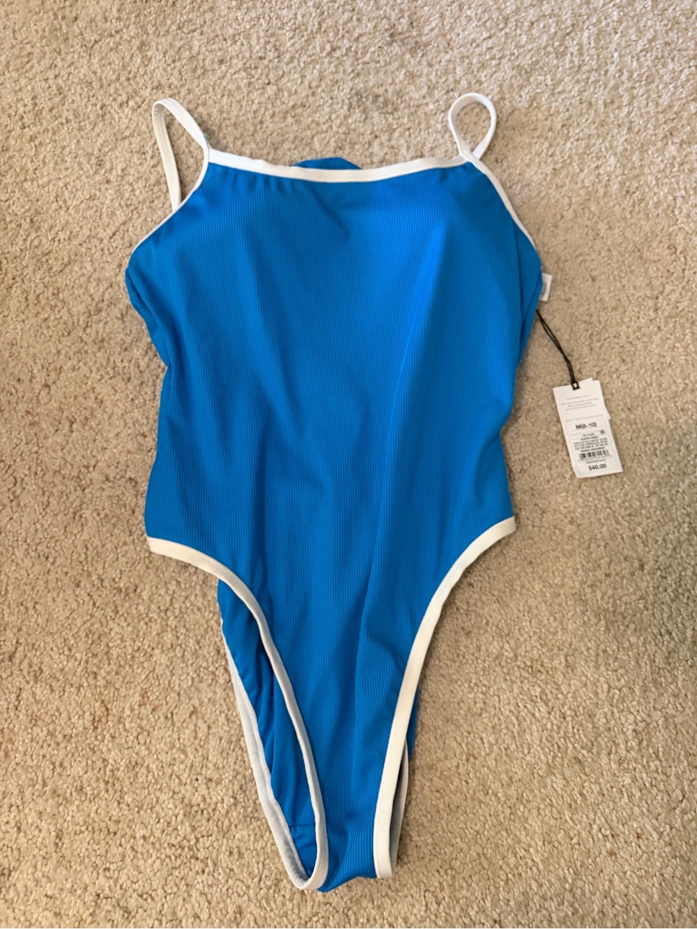 Shade & Shore Blue One-Piece Swimsuit with White Trim